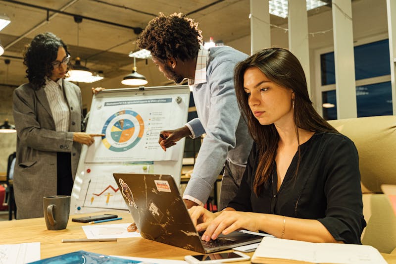 a team working on a marketing strategy